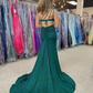 Gorgeous Mermaid One Shoulder Dark Green Prom Dresses with Beadingnv824