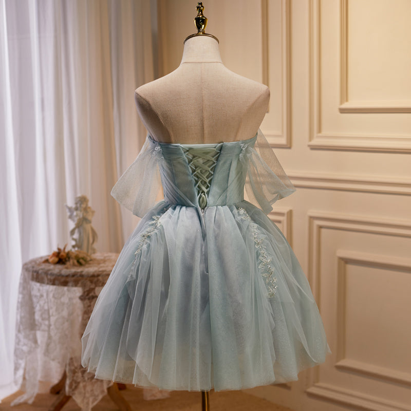 Cute Tulle Short A-Line Prom Dress with Beading nv557