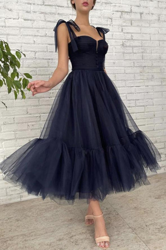 Blue tulle long short prom dress blue evening dress nv57