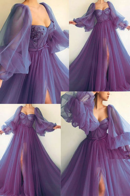 Puff Sleeve Prom Dresses formal prom dress  nv104