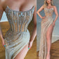 Golden Gorgeous Luxury Sexy Sequins Beaded Crystal High Slit Long Formal Prom Dress Prom Dress Evening Dress Party Dress nv100