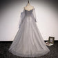 Long Sleeves Grey Formal Dress Prom Dress Formal Dress Evening Dress nv86