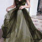 Green/Purple Elegant Lace Tulle A-Line Long Tulle Formal Prom Dress Evening Gown Sexy Backless Wedding Dress nv84